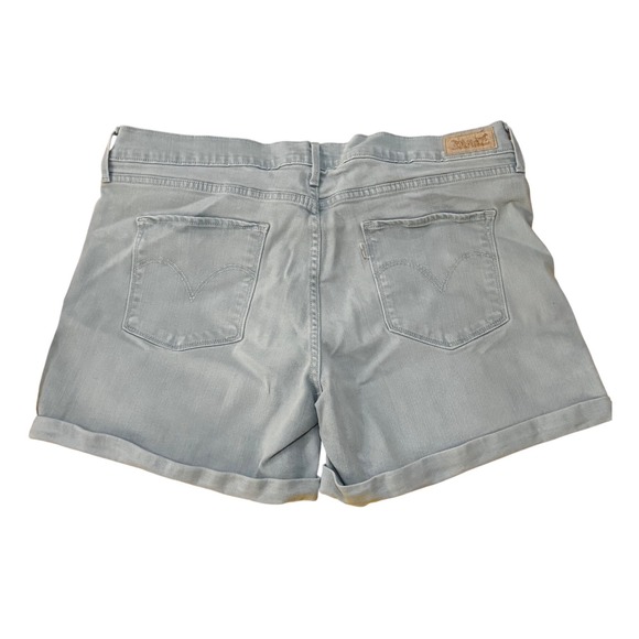 Levi's Denim Shorts Women 32 Light Blue Gray Good Cuffed Mid Rise 5-Pocket - Picture 3 of 6